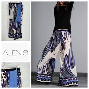 Alexis Silk Palazzo Pants Women's‎ Size S Wide Leg Boho Print High Waisted